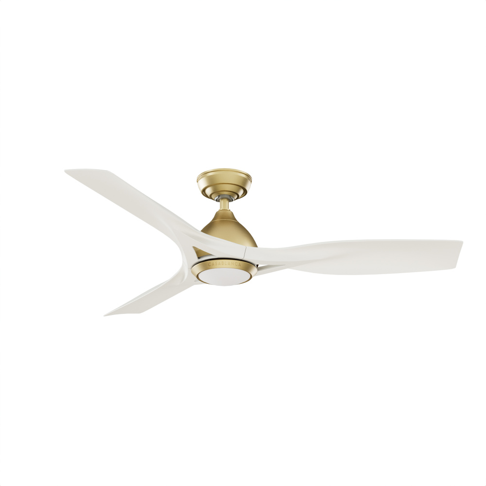 Casablanca 54 inch Elise ENERGY STAR® Brass Damp Rated Ceiling Fan with LED LT Kit and Wall Control