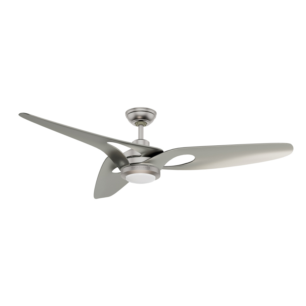 Casablanca 60 inch Inez ENERGY STAR® Brushed Nickel Damp Rated Ceiling Fan with LED Light Kit