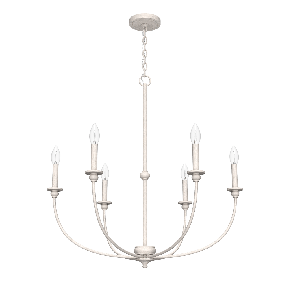 Hunter Southcrest Distressed White 6 Light Chandelier Ceiling Light Fixture