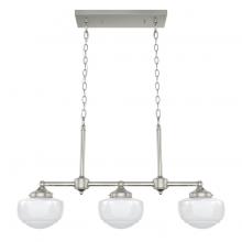 Hunter 19488 - Hunter Saddle Creek Brushed Nickel with Cased White Glass 3 Light Chandelier Ceiling Light Fixture