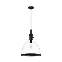 Hunter 48051 - Hunter Van Nuys Matte Black with Clear Glass 1 Light Pendant Ceiling Light Fixture