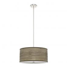 Hunter 19381 - Hunter Solhaven Warm Grey Oak and Brushed Nickel with Painted Cased White Glass 3 Light Pendant