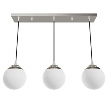 Hunter 19799 - Hunter Hepburn Brushed Nickel with Cased White Glass 3 Light Pendant Cluster Ceiling Light Fixture