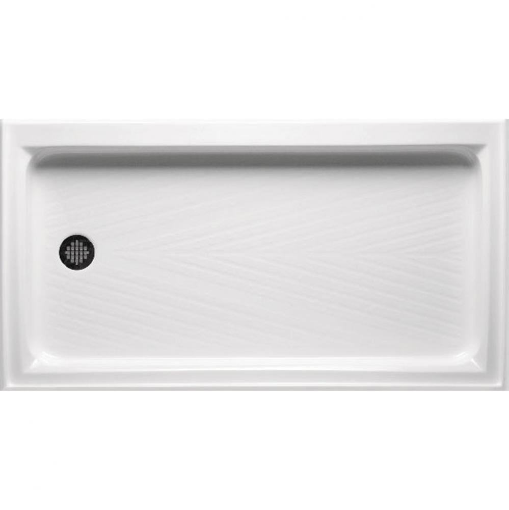 60'' x 34'' End Drain Right DS Base w/Channel Drain - Biscuit