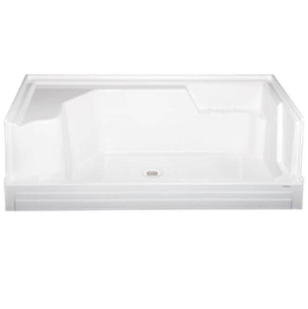 60'' x 36'' Single Threshold w/ Left Hand Seat Shower Base - White
