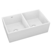 Luxart LXFC32189WH - Fireclay Apron Front Double Bowl Sink