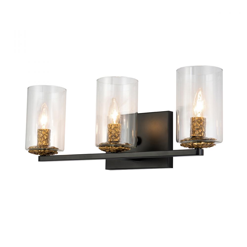 Bolivar 3-Light Vanity Fixture in Matte Black