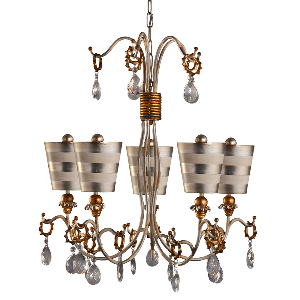 Tivoli 5 Light Striped Silver Shaded 30 In Unique Chandelier