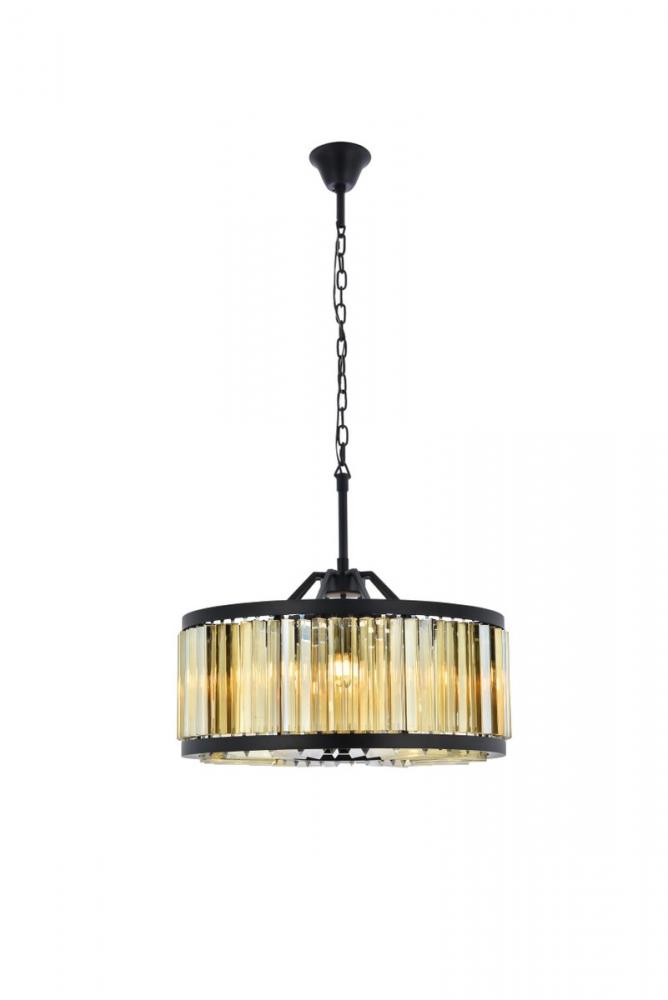 Chelsea 8 Light Matte Black Chandelier Golden Teak (Smoky) Royal Cut Crystal