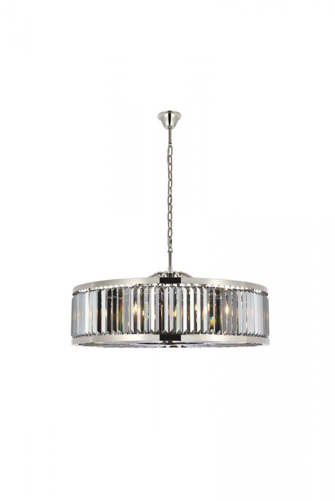 Chelsea 10 Light Polished Nickel Chandelier Silver Shade (Grey) Royal Cut Crystal