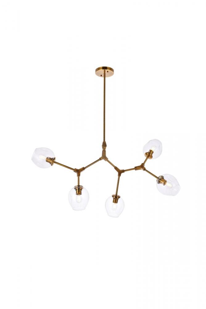 Cavoli 5 Lights Brass Chandelier