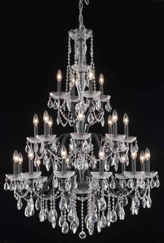 St. Francis 24 Light Dark Bronze Chandelier Clear Royal Cut Crystal