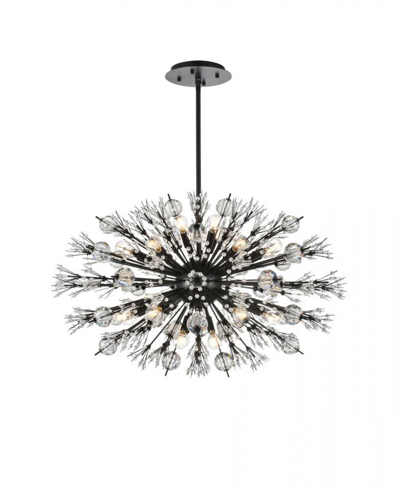 Vera 36 inch crystal starburst oval pendant in black