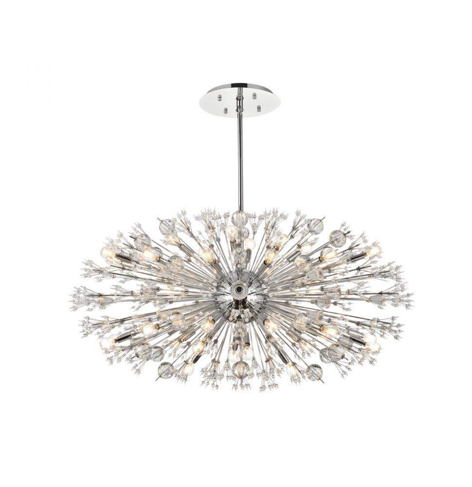 Vera 48 inch crystal starburst oval pendant in chrome