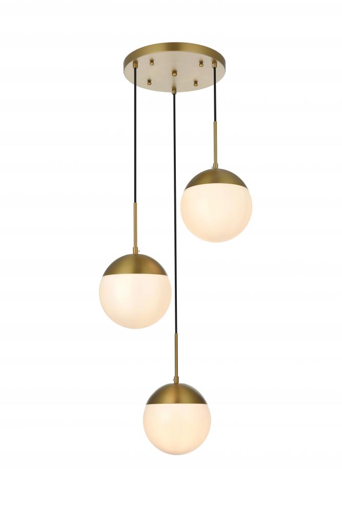 Eclipse 18 inch Pendant Frosted White Shade in Satin Gold