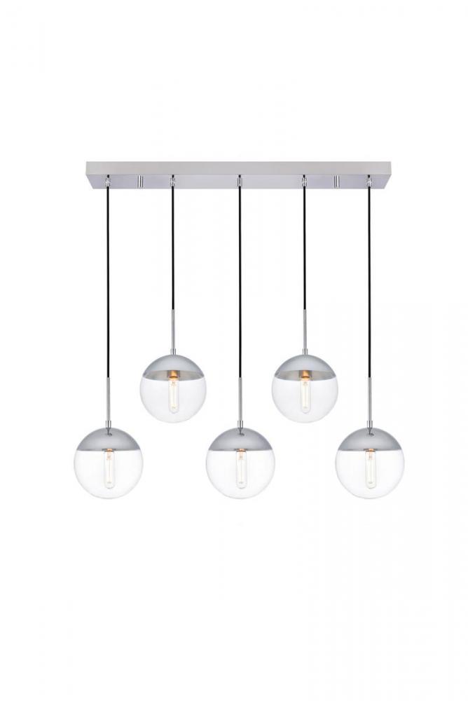 Eclipse 5 Lights Chrome Pendant with Clear Glass