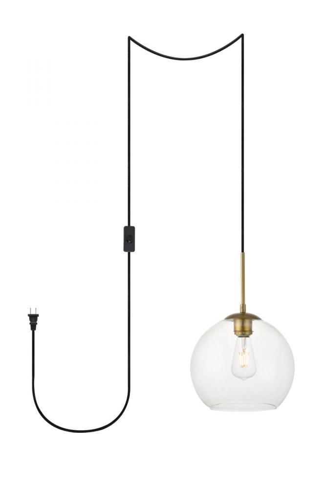 Baxter 1 Light Brass Plug-in Pendant with Clear Glass