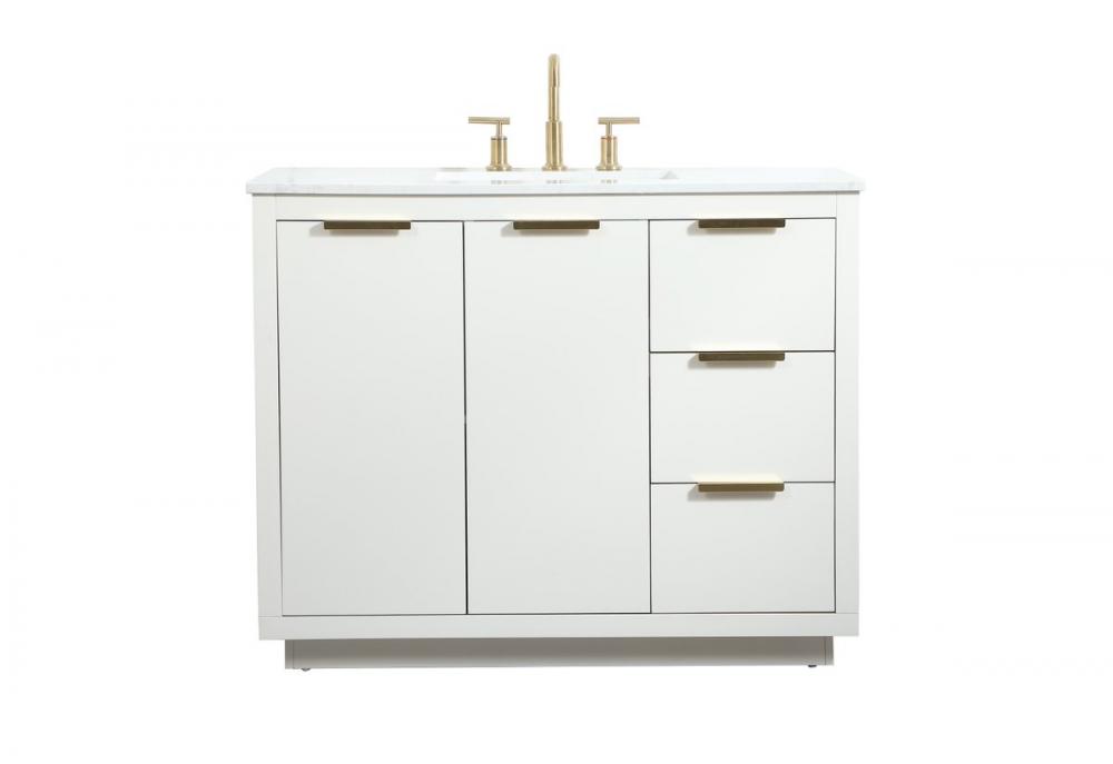 42 Inch Single Bathroom Vanity in White