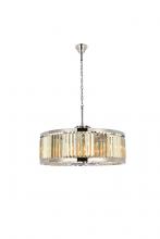 Elegant 1233D35PN-GT/RC - Chelsea 10 Light Polished Nickel Chandelier Golden Teak (Smoky) Royal Cut Crystal