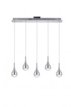 Elegant 3805D33C - Amherst Collection LED 5-light Chandelier 34inx4inx9in Chrome Finish