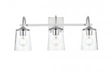 Elegant LD7313W24CH - Avani 3 Light Chrome and Clear Bath Sconce