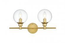 Elegant LD7318W19BRA - Jaelynn 2 Light Brass and Clear Bath Sconce