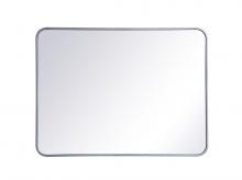 Elegant MR802736S - Soft Corner Metal Rectangular Mirror 27x36 Inch in Silver