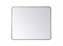 Elegant MR803036BR - Soft Corner Metal Rectangular Mirror 30x36 Inch in Brass