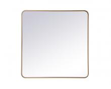 Elegant MR803636BR - Soft Corner Metal Rectangular Mirror 36x36 Inch in Brass