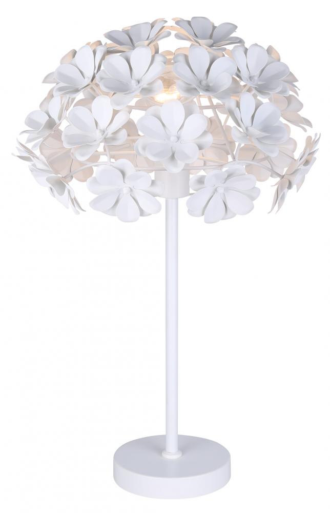 CASSIA 23 in. White Table Lamp with White Metal  Floral Shade and Line Switch