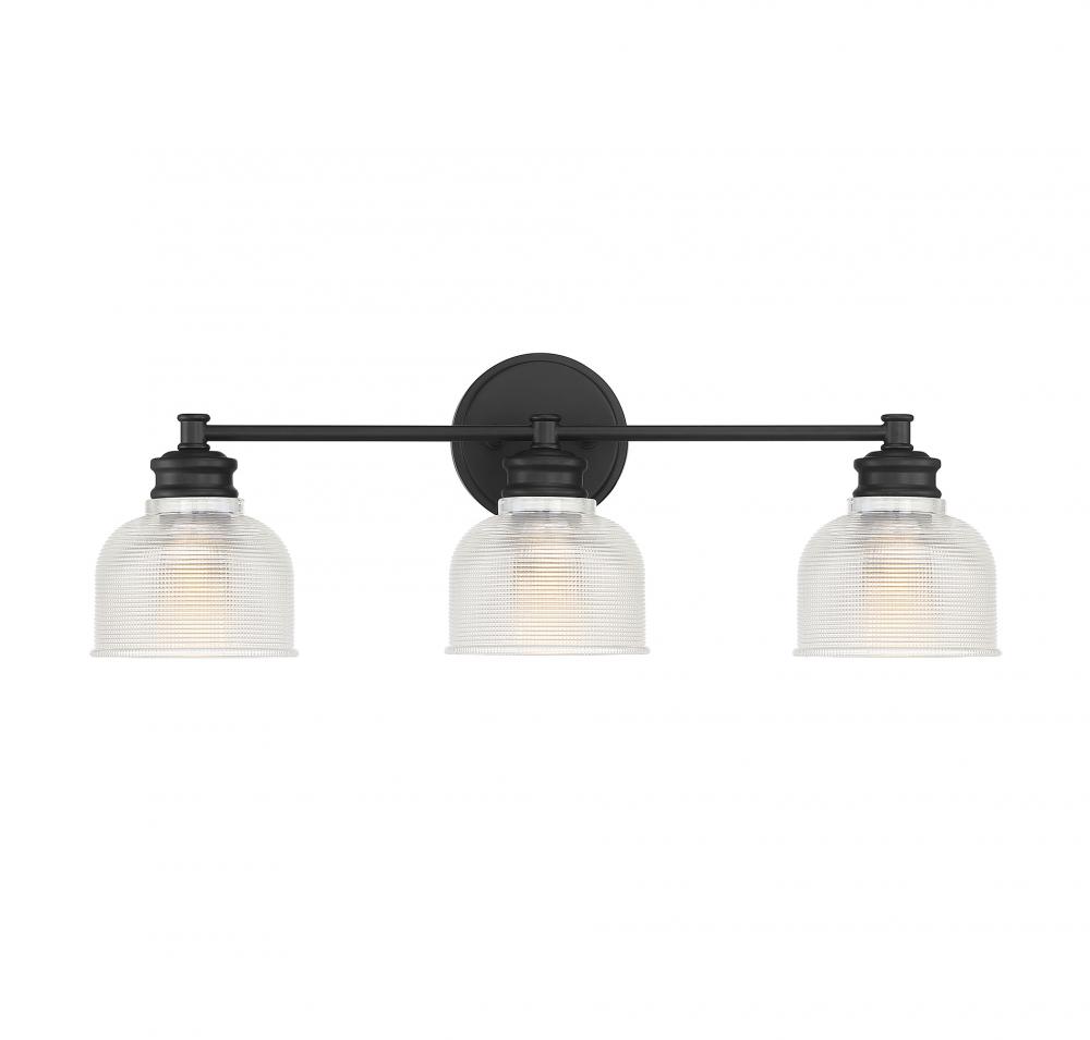 3-Light Bathroom Vanity Light in Matte Black