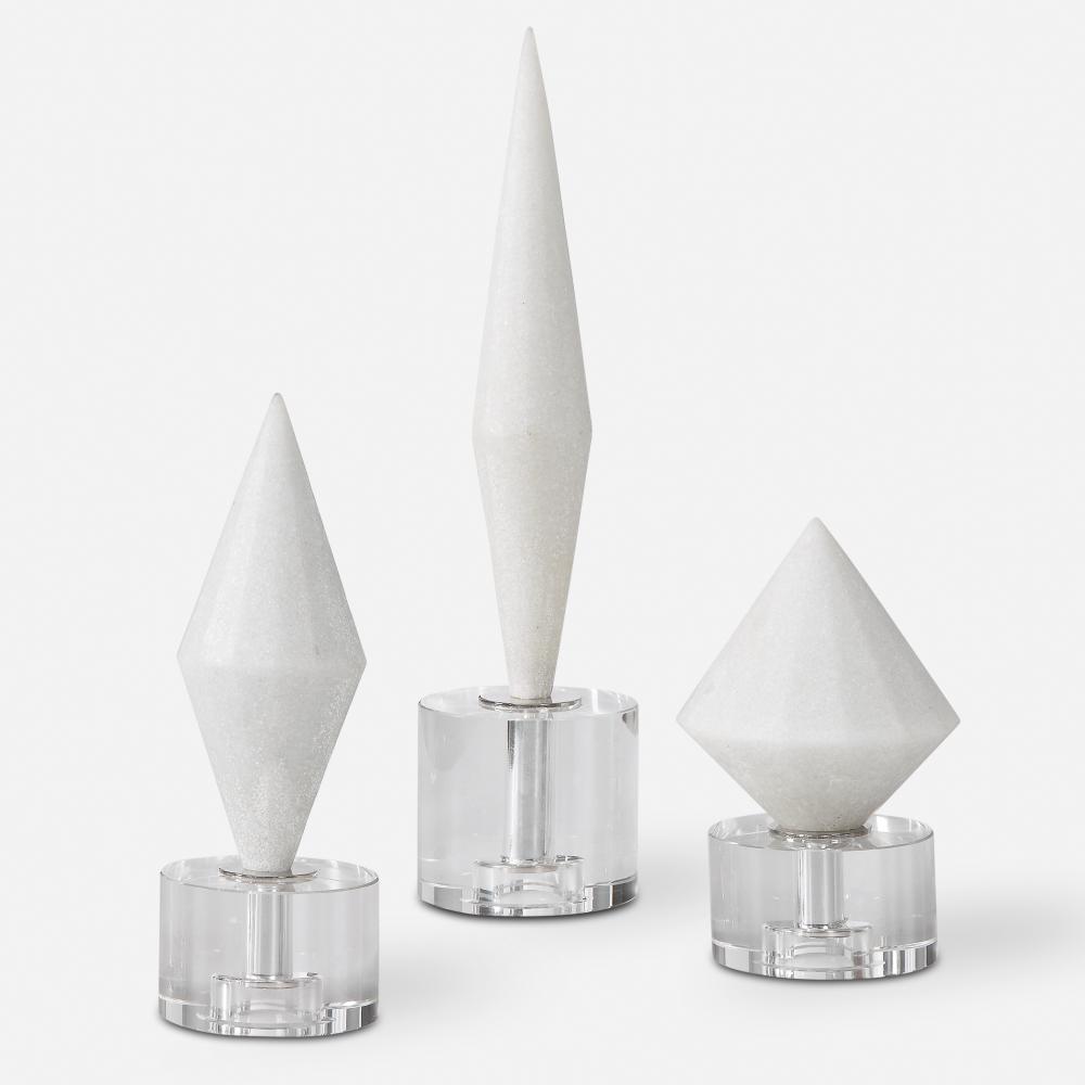 Alize White Stone Sculptures S/3